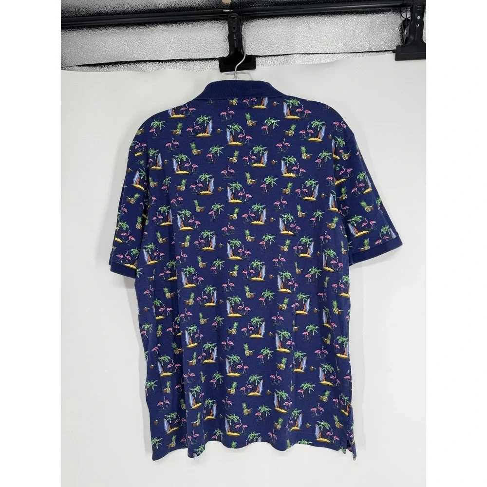 Polo Ralph Lauren Polo Shirt Navy Large Beach Tropical All Over Print Graphic